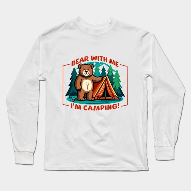 Camping Bear Outdoors Adventure Gift Long Sleeve T-Shirt by Kicosh